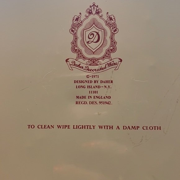 Vintage Daher tin litho bowl with cherry blossom pattern made England - Picture 5 of 5